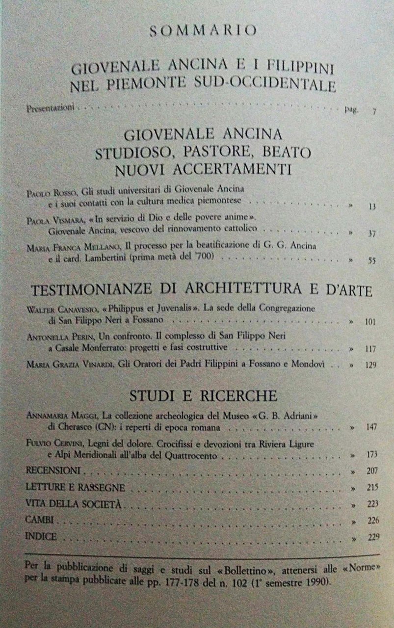 GIOVENALE ANCINA E I FILIPPINI NEL PIEMONTE SUD-OCCIDENTALE. . Bollettino …