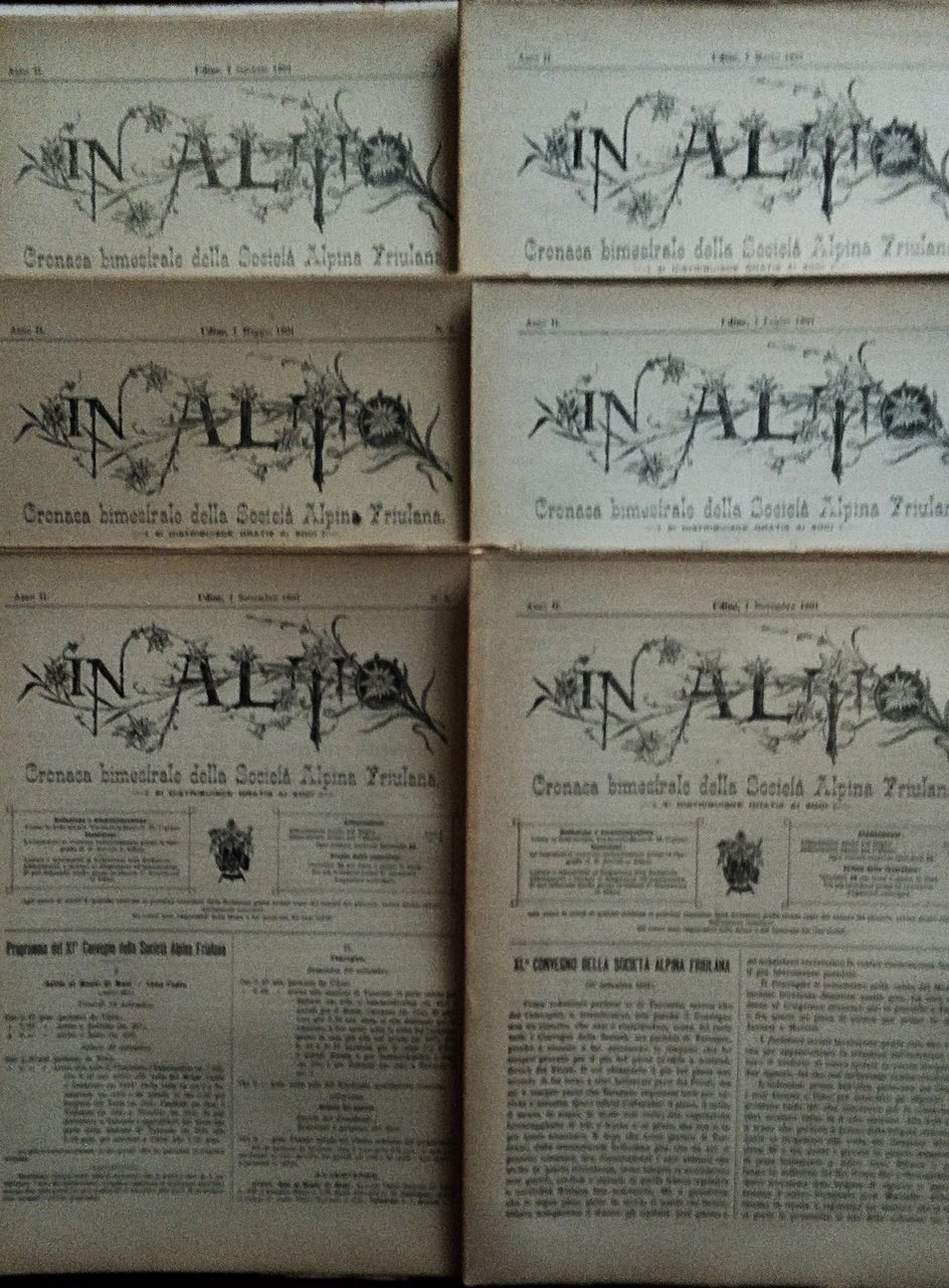 IN ALTO. Cronaca bimestrale della Società Alpina Friulana. Francesco Roncoroni …