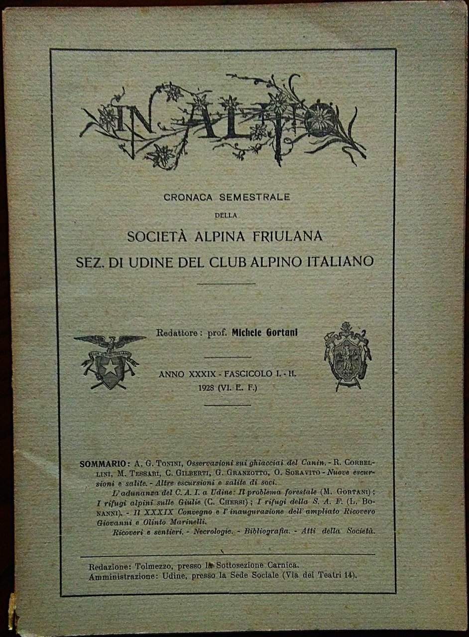 IN ALTO. Cronaca semestrale della Società Alpina Friulana Sez. di …