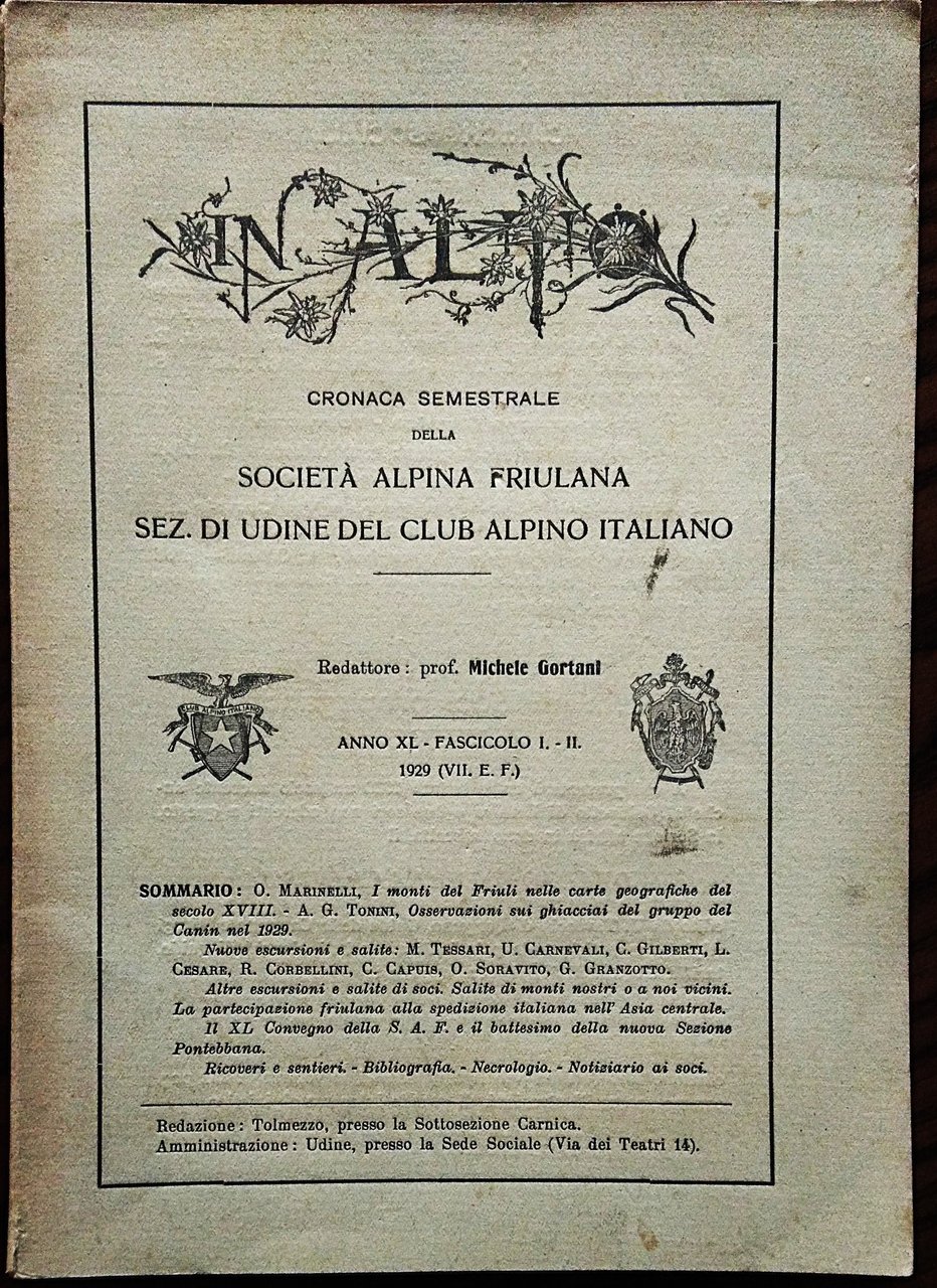 IN ALTO. Cronaca semestrale della Società Alpina Friulana Sez. di …