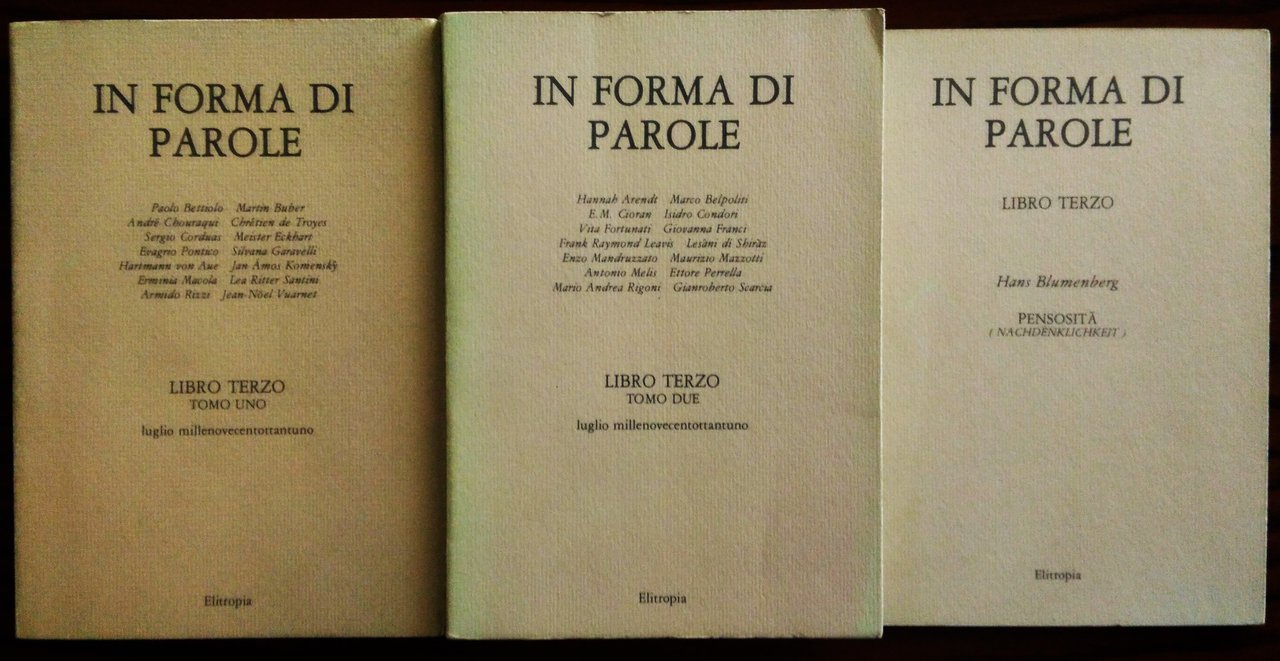 In forma di parole. Libro Terzo.