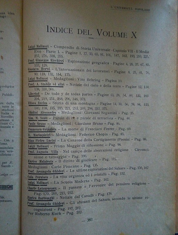 L' Università Popolare Anno X. 1910. Direttore Responsabile Avv. Luigi …