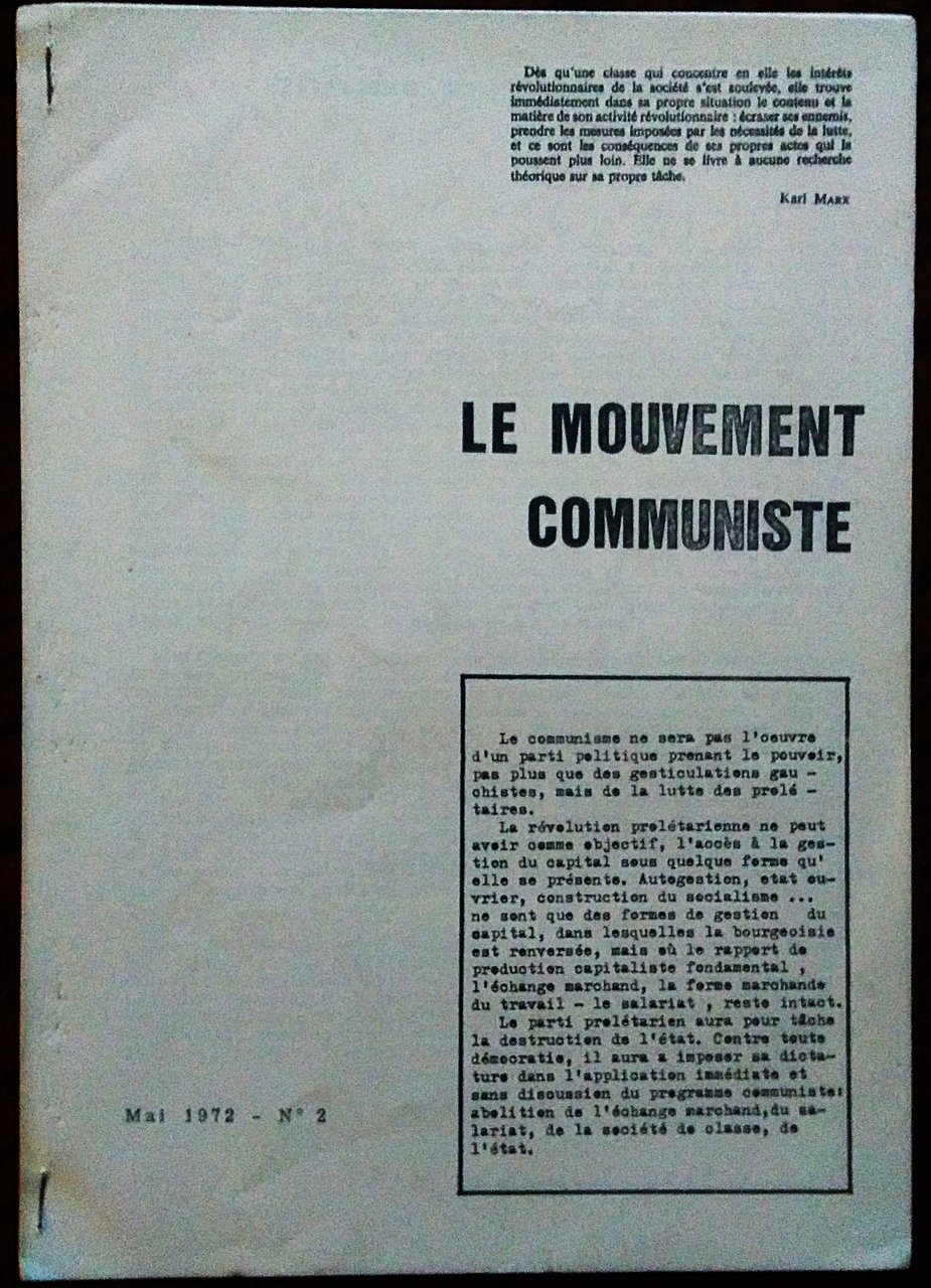 Le Mouvement communiste. Mai 1972 - N° 2.