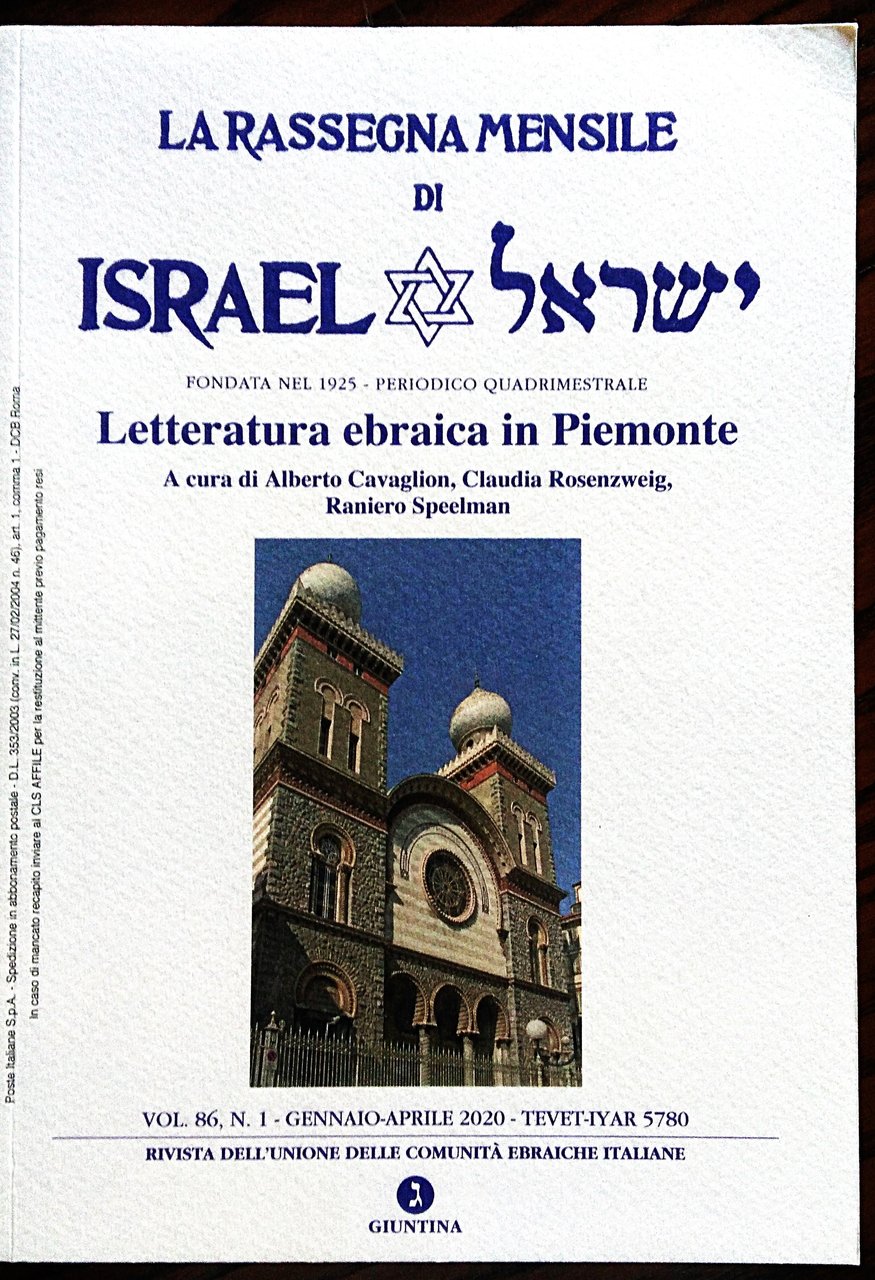 Letteratura ebraica in Piemonte. A cura di Alberto Cavaglion, Claudia …