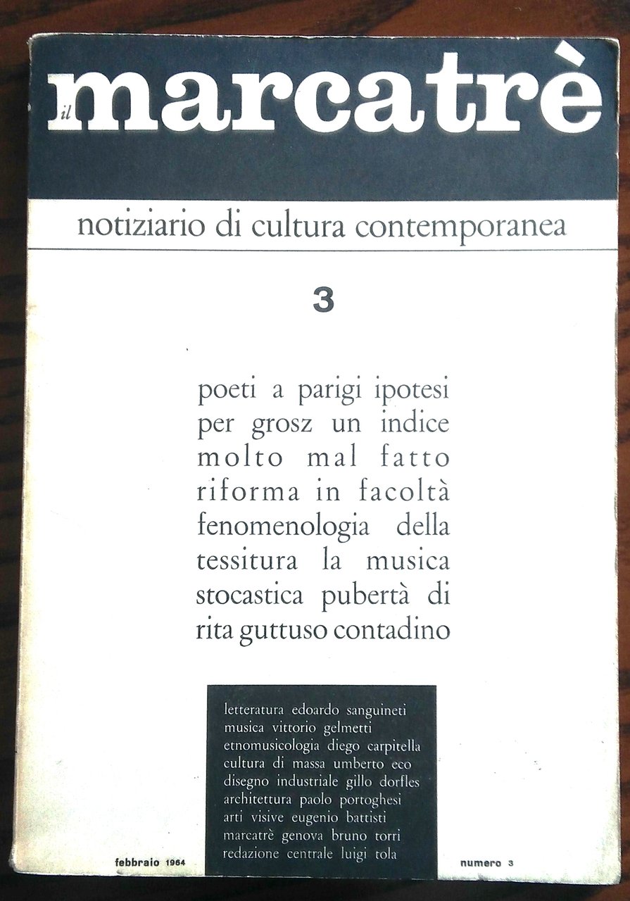 Marcatrè. Notiziario di cultura contemporanea. Febbraio 1964, Numero 3.
