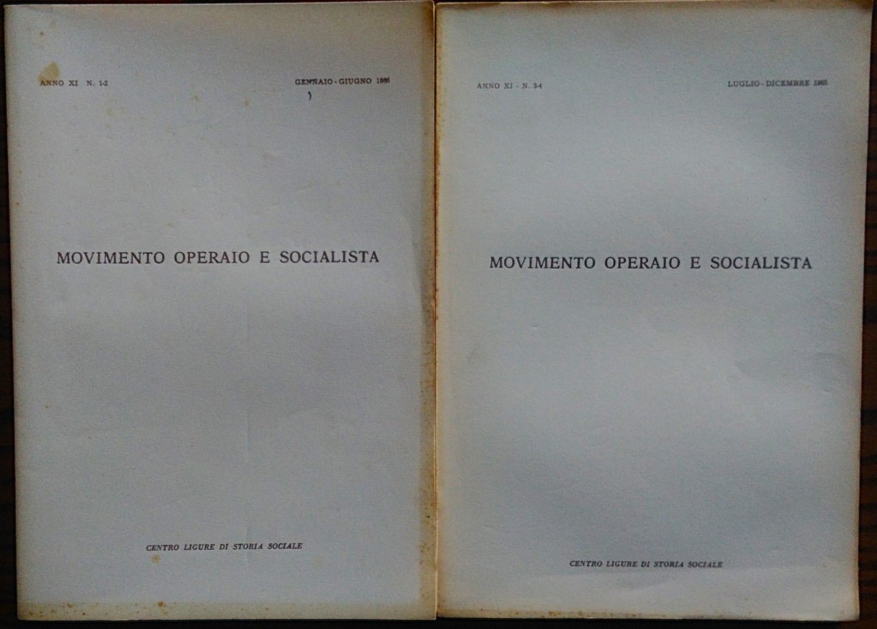 Movimento operaio e socialista. Rivista trimestrale. Direttore responsabile Gaetano Perillo. …