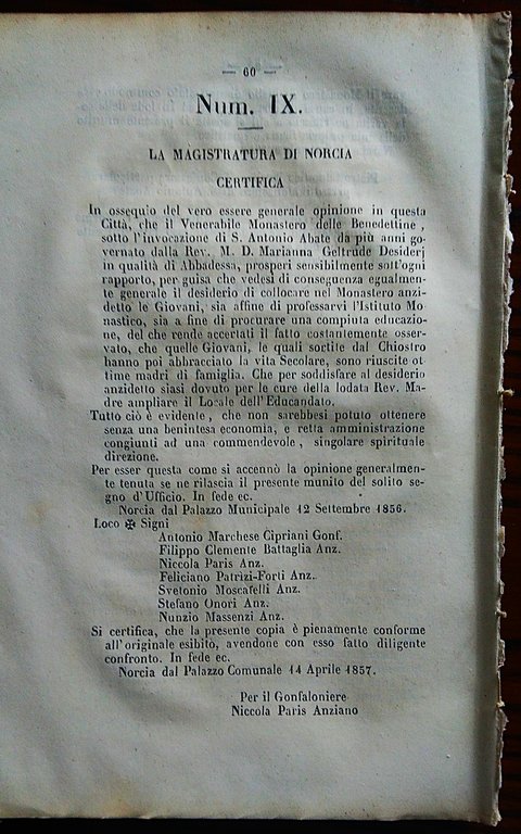 NORCIA -Congregazione dei Vescovi e Regolari. Consultazione NURSINA Super praefigendo … | Immagine Gallery 2