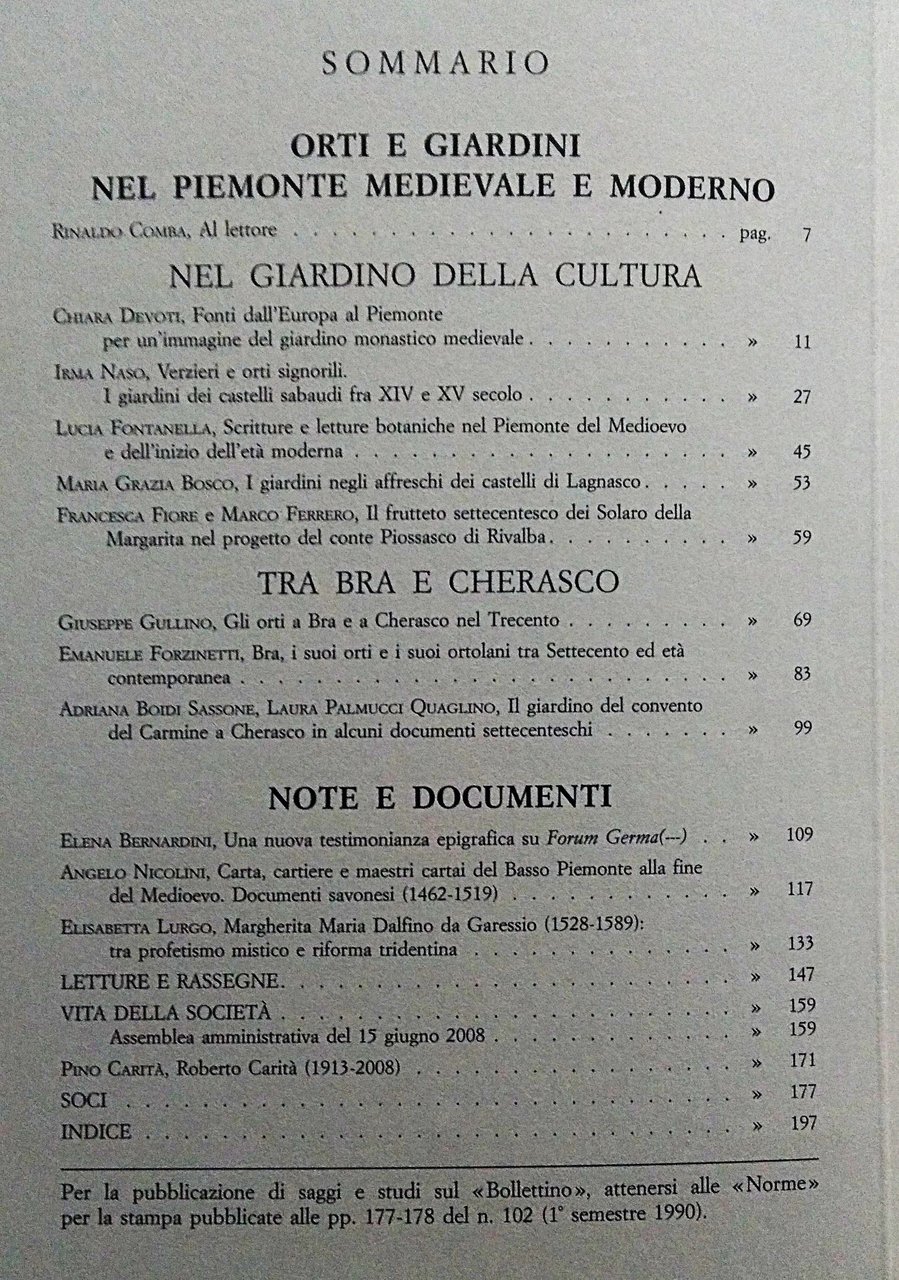 ORTI E GIARDINI NEL PIEMONTE MEDIEVALE E MODERNO. Atti del …