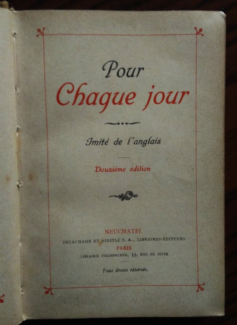 Pour Chaque jour. Imitè de l'anglois. Douzieme edition.