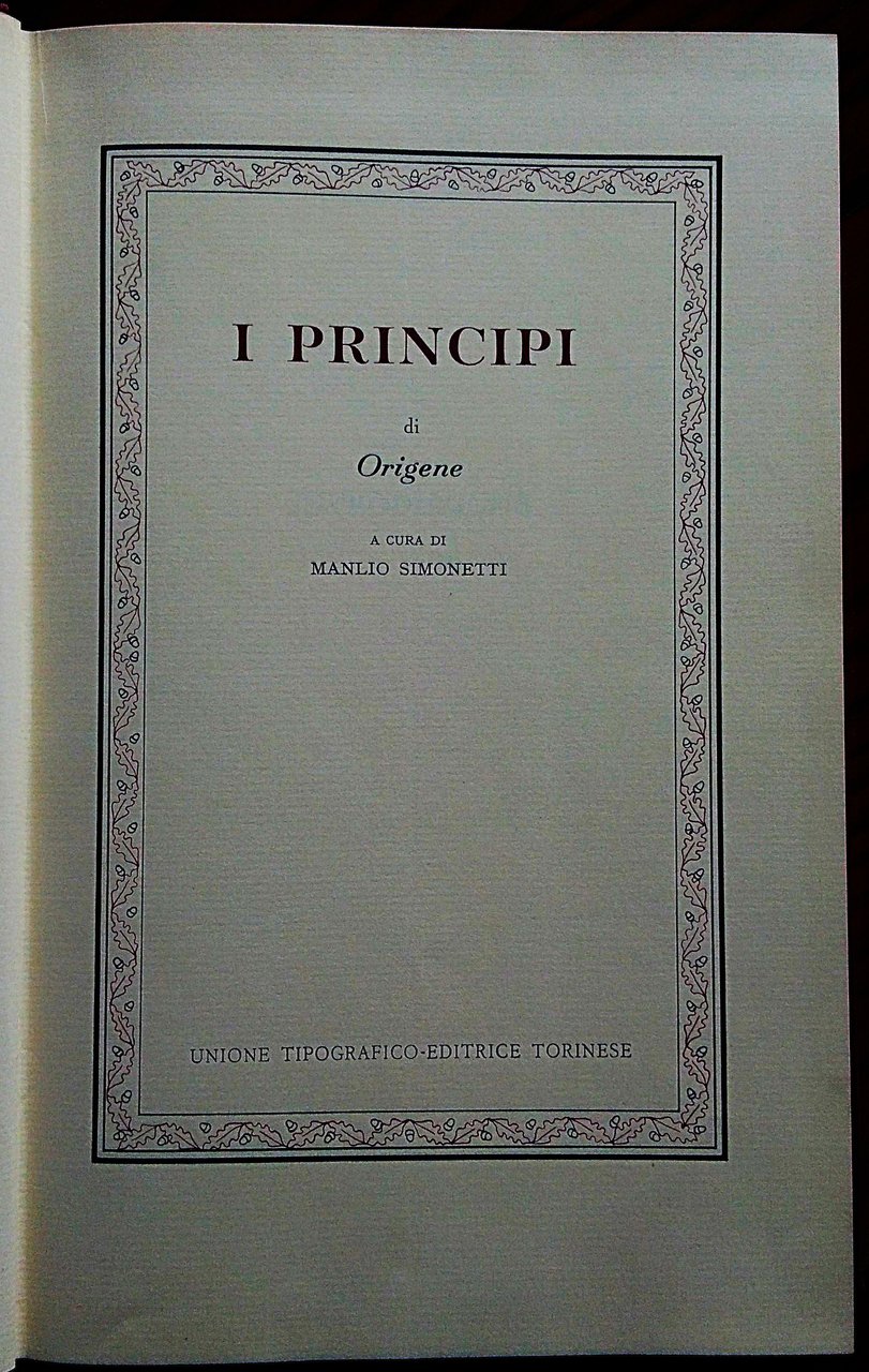 Principi. A cura di Manlio Simonetti.
