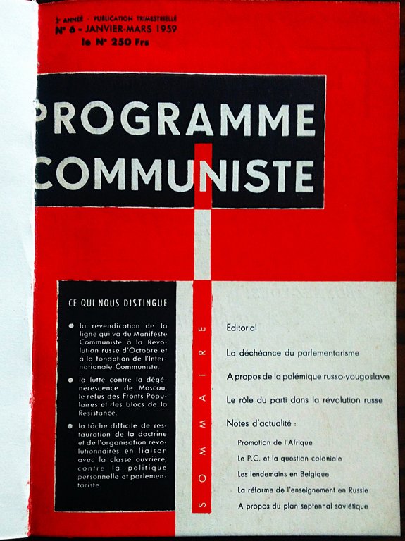 Programme Communiste. Revue Theorique Du Parti Communiste International. Publication trimestrielle. … | Immagine Gallery 3