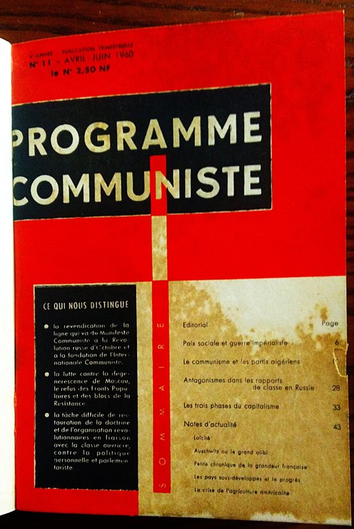 Programme Communiste. Revue Theorique Du Parti Communiste International. Publication trimestrielle. … | Immagine Gallery 4