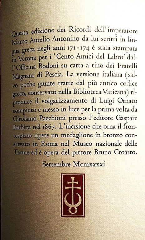 Ricordi dell'imperatore romano Marco Aurelio Antonino scritti durante i fatti …