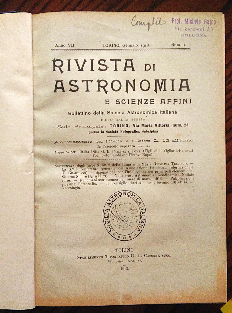 Rivista di astronomia e scienze affini. Bollettino della Società astronomica …