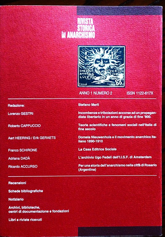 Rivista storica dell'anarchismo. Anno 1 numero 2 Luglio dicembre 1994.