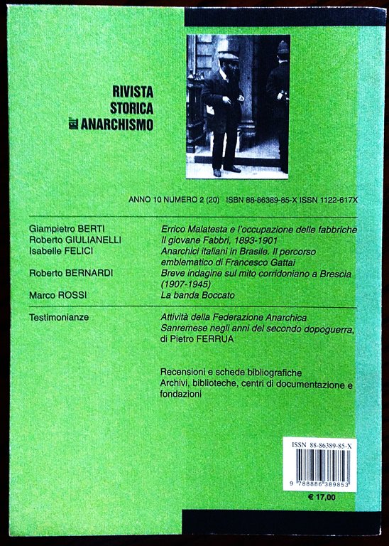 Rivista storica dell'anarchismo. Anno 10 numero 2 Luglio dicembre 2003.