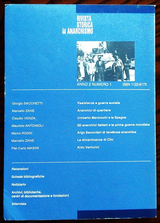 Rivista storica dell'anarchismo. Anno 2 numero 1 Gennaio giugno 1995.