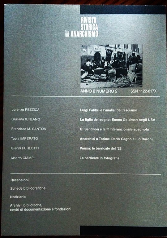 Rivista storica dell'anarchismo. Anno 2 numero 2 Luglio dicembre 1995.