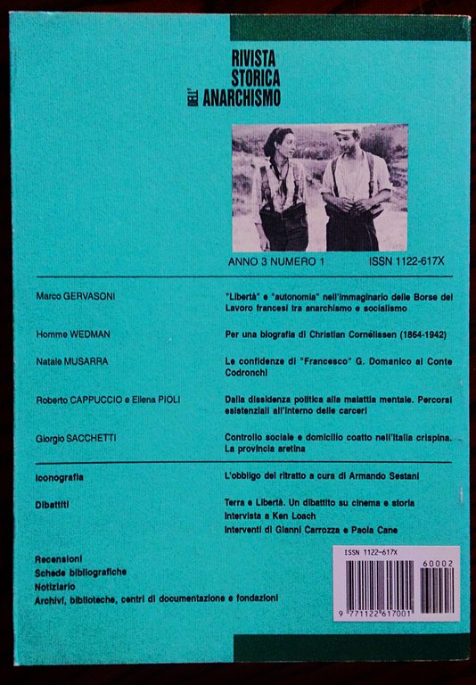 Rivista storica dell'anarchismo. Anno 3 numero 1 Gennaio-Giugno 1996.