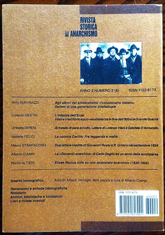 Rivista storica dell'anarchismo. Anno 3 numero 2 Luglio dicembre 1996.