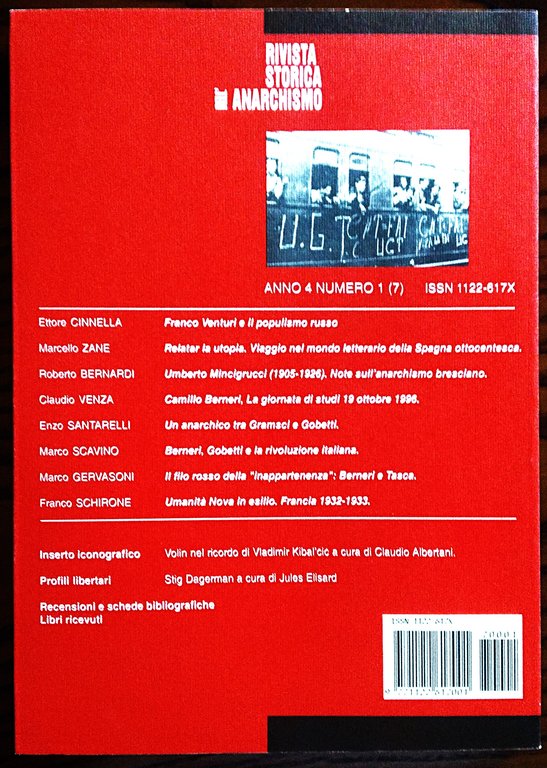 Rivista storica dell'anarchismo. Anno 4 numero 1 Gennaio-Giugno 1997.