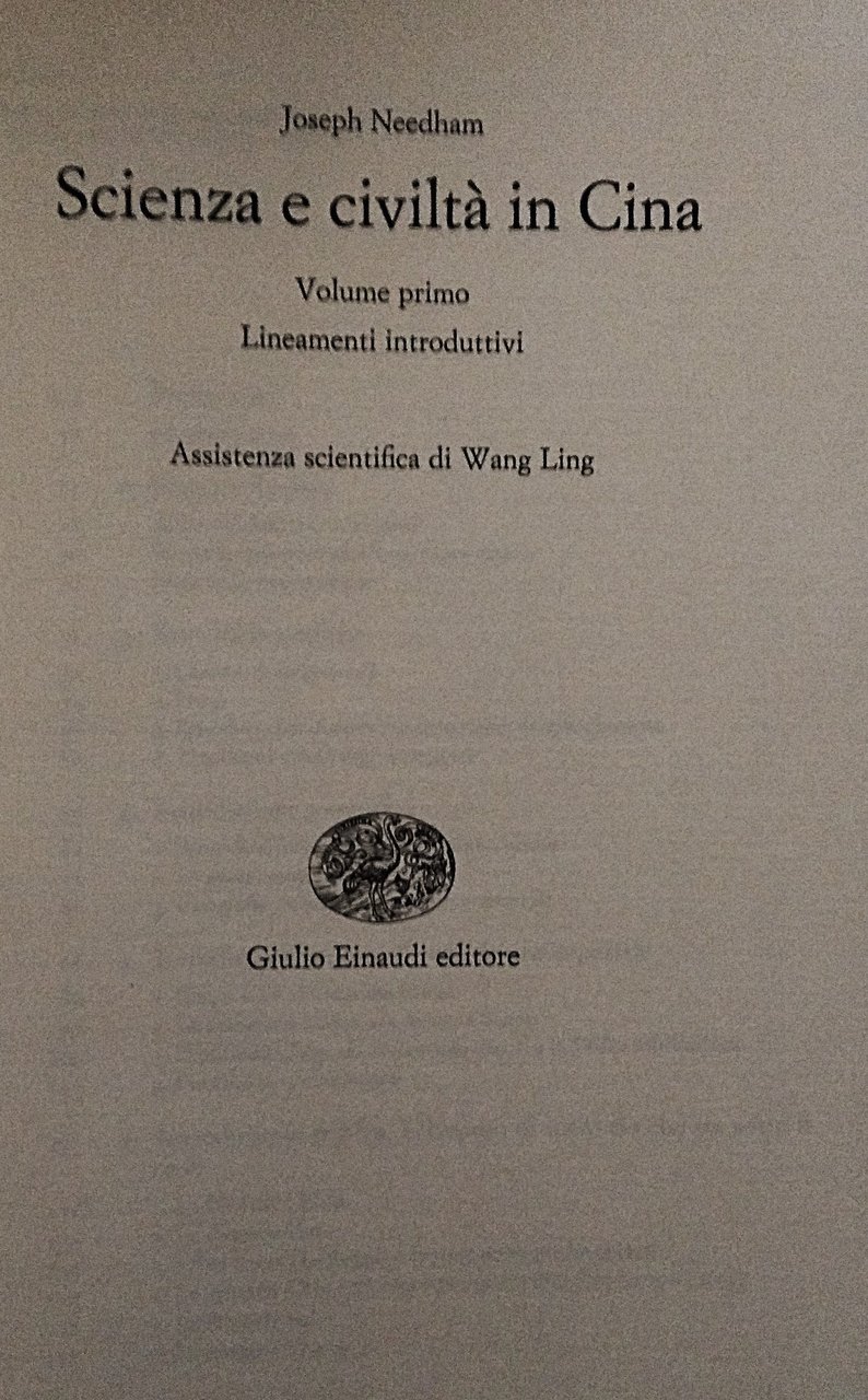 Scienza e civiltà in Cina. Volume primo Lineamenti introduttivi. Assistenza …
