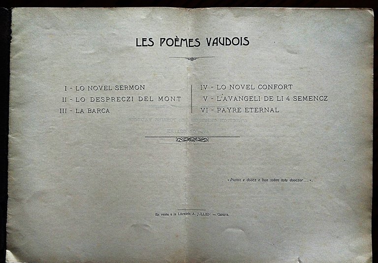 Six poemes Vaudois d'apre les codes de Cambridge-Geneve-Dublin.