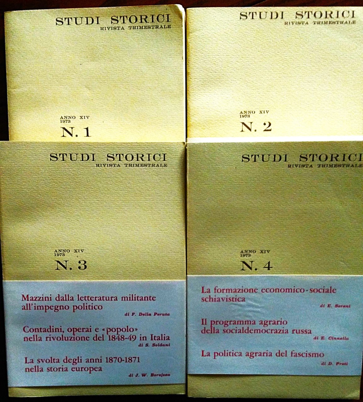 Studi storici anno XIV, 1973.