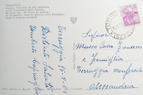 Cartolina - Torriglia - Panorama dal Castello - 1964