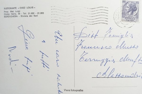 Cartolina - Ristorante Chez Louis - Bordighera - Riviera dei …