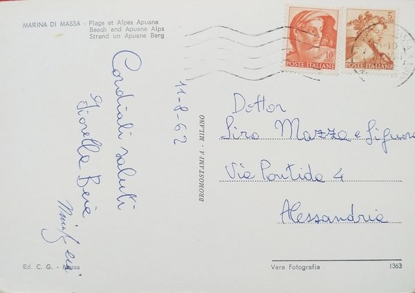 Cartolina - Marina di Massa - Spiaggia e Alpi Apuane … | Immagine Gallery 2