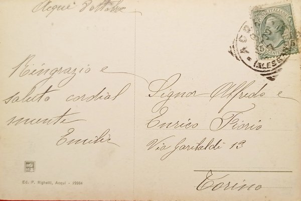 Cartolina - Acqui - Via G. Saracco - 1909