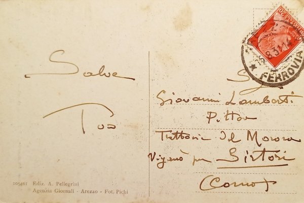 Cartolina - Arezzo - Monumento a F. Petrarca - 1931