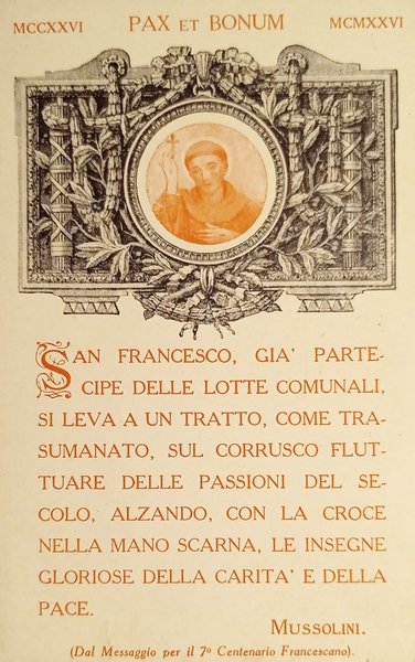 Cartolina - MCCXXVI - Pax et Bonum - MCMXXVI - …