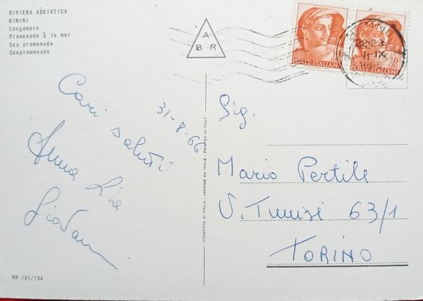 Cartolina - Riviera Adriatica - Rimini - Lungomare 1966 | Immagine Gallery 2
