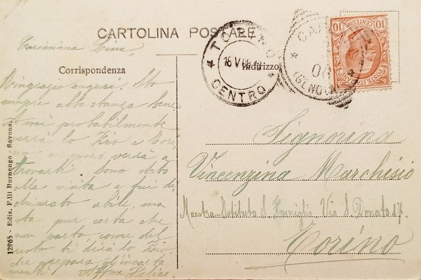 Cartolina - Carcare - Chiesa Parrocchiale - 1906