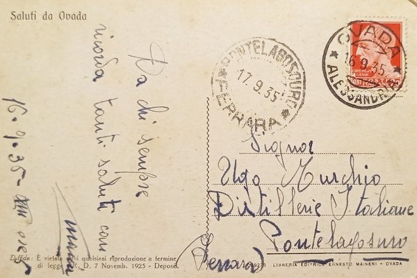 Cartolina - Ovada - Collegio Convitto Madre Pie - 1935