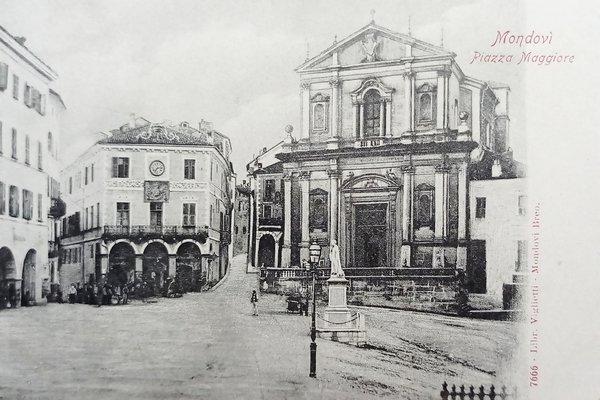 Cartolina - Mondovi - Piazza Maggiore - 1900 ca.