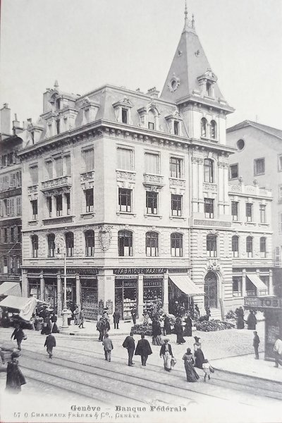Cartolina - Svizzera - Genève - Banque Federale - 1910 …