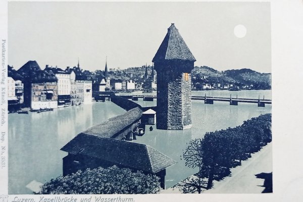 Cartolina - Luzern - Kapellbrücke und Wasserturm - 1900 ca.