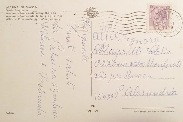 Cartolina - Marina di Massa - Viale Lungomare - 1974
