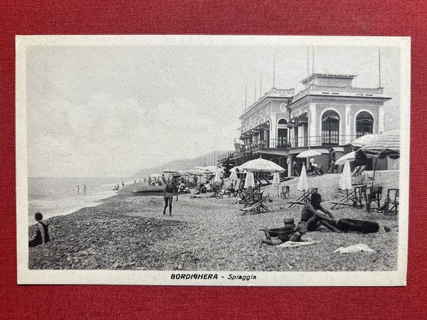 Cartolina - Bordighera - Spiaggia - 1920 ca.