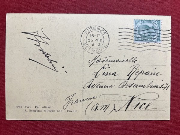 Cartolina - Firenze - Piazza Vittorio Emanuele - 1913