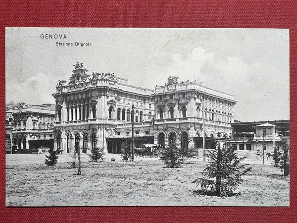 Cartolina - Genova - Stazione Brignole - 1900 ca.
