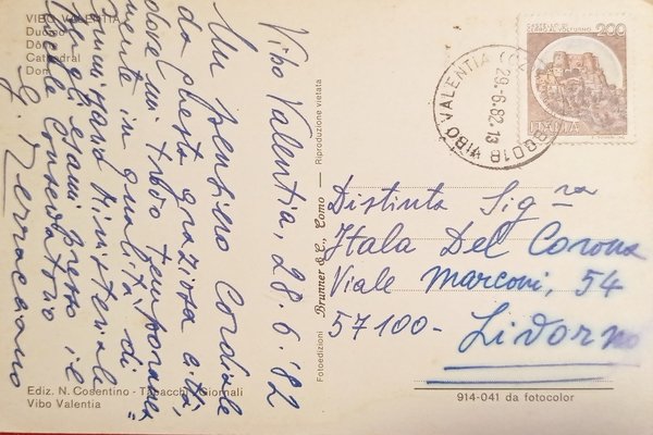 Cartolina - Vibo Valentia - Duomo - 1982