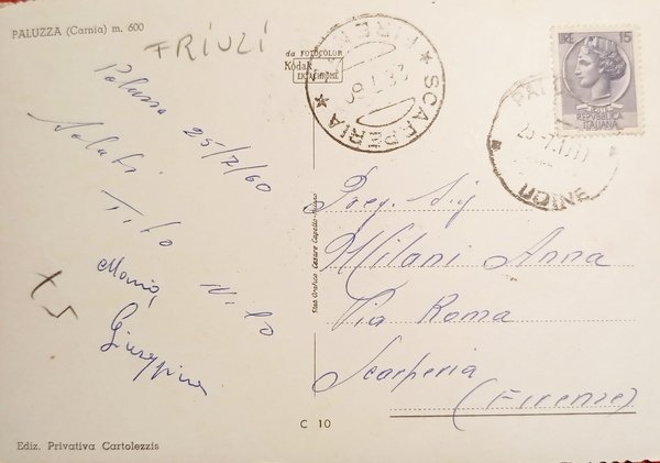 Cartolina - Paluzza ( Carnia ) - 1960