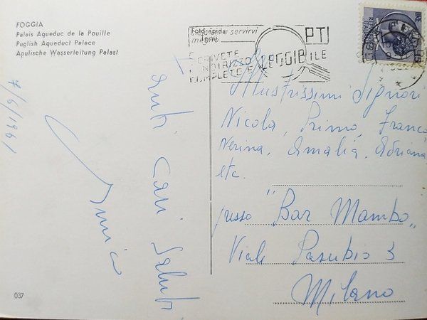 Cartolina - Foggia - Palazzo Acquedotto Pugliese - 1961