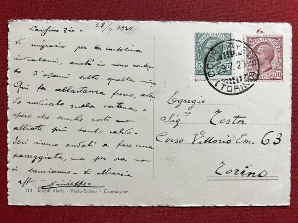 Cartolina - Courmayeur - Chapelle à Plan Gorret - 1920