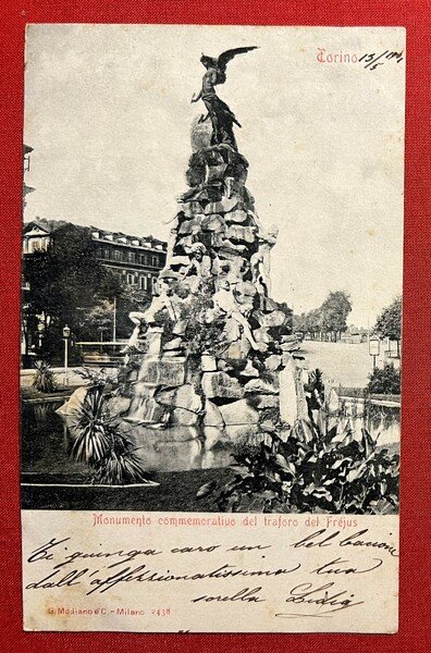 Cartolina - Torino - Monumento Commemorativo del Traforo del Frejus …