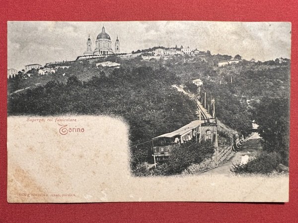 Cartolina - Torino - Superga, col Funicolare - 1900